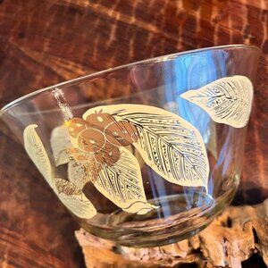Vintage MCM Large Salad Bowl Gold Berries